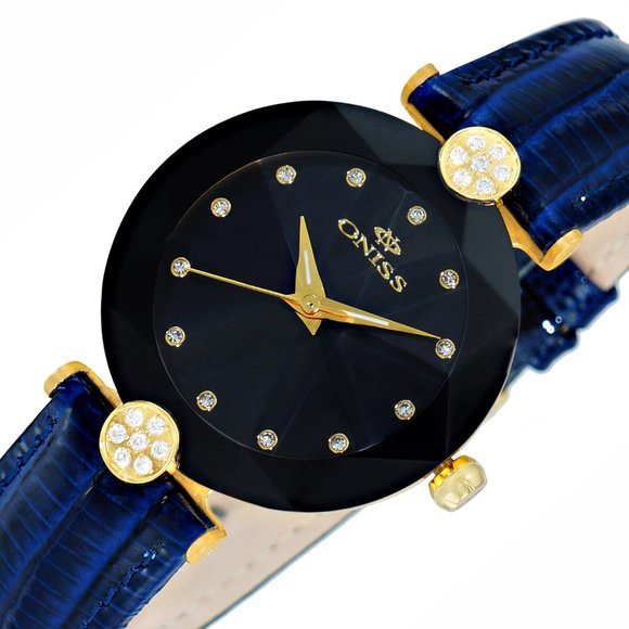 Oniss paris women blue leather watch